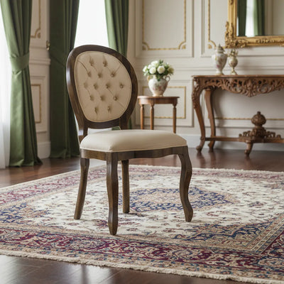 Cadeira Medalhão III Lisa com Capitonê - Capuccino e Creme + Cores