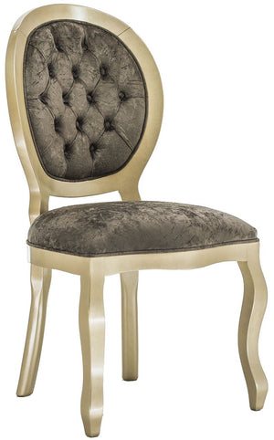 Cadeira Medalhão III Lisa com Capitonê Dourado e Marrom + Cores