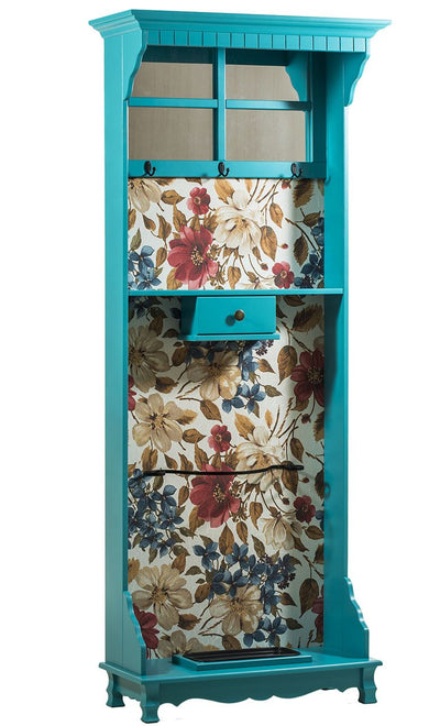 Chapeleira Azul Turquesa com Espelho e Fundo em Tecido + Cores