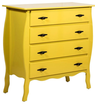 Cômoda 4 Gavetas Frente Reta - Amarela + Cores