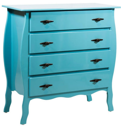 Cômoda 4 Gavetas Frente Reta - Azul Turquesa + Cores