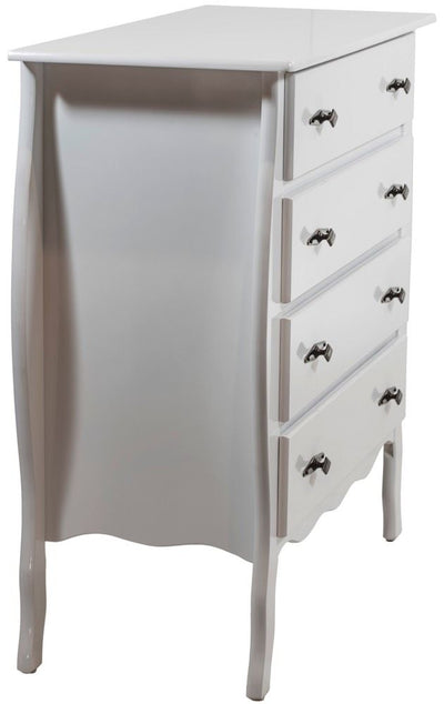 Cômoda 4 Gavetas Frente Reta - Branca + Cores