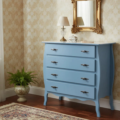 Cômoda 4 Gavetas Frente Reta - Azul Grafite + Cores