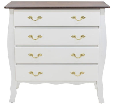 Cômoda 4 Gavetas Frente Reta Branca com Puxadores Dourados + Cores