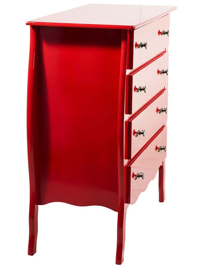 Cômoda 4 Gavetas Frente Reta - Vermelha + Cores