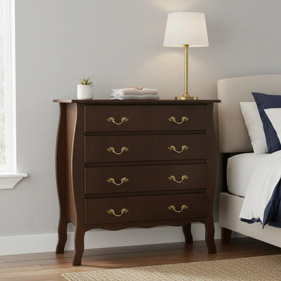 Cômoda 4 Gavetas Frente Reta Capuccino com Puxadores Dourados + Cores