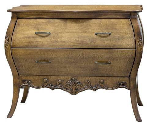 Cômoda Bombê Clássica Entalhada 2 Gavetas Envelhecida + Cores