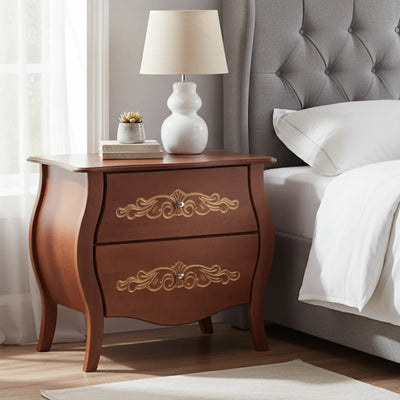 Cômoda Bombê Arabesco Verniz Imbuia - 2 Gavetas + Cores