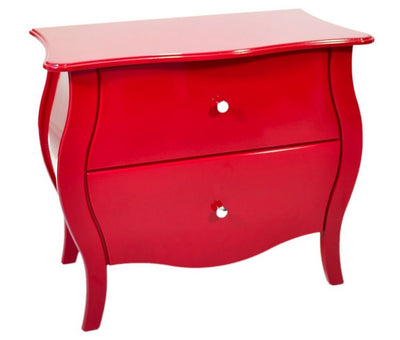 Cômoda Bombê Frente Reta Vermelha 2 Gavetas + Cores