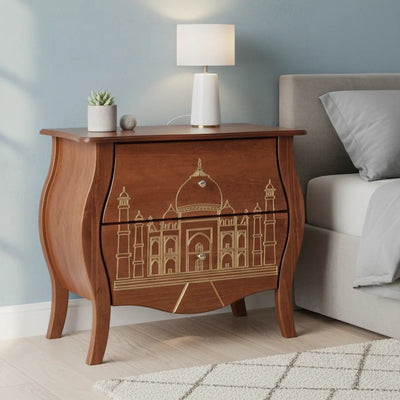 Cômoda Bombê Palácio Verniz Imbuia - 2 Gavetas + Cores