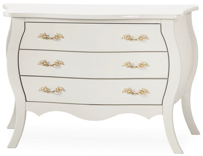 Cômoda Bombê 3 Gavetas com Puxador Dourado Branca + Cores