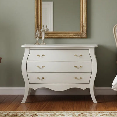 Cômoda Bombê 3 Gavetas com Puxador Dourado Fino + Cores