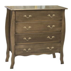 Cômoda Bombê 4 Gavetas Frente Reta Dourado Envelhecido com Puxadores Dourados + Cores