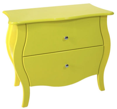 Cômoda Bombê Frente Reta - Amarela 2 Gavetas + Cores