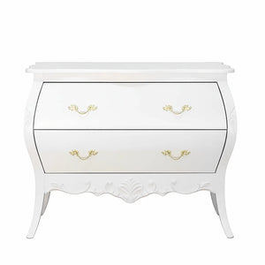 Cômoda Bombê Clássica Entalhada 2 Gavetas Branco Fosco + Cores