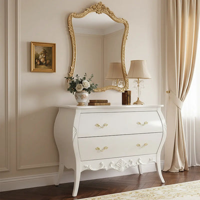 Cômoda Bombê Clássica Entalhada 2 Gavetas Branco Fosco + Cores