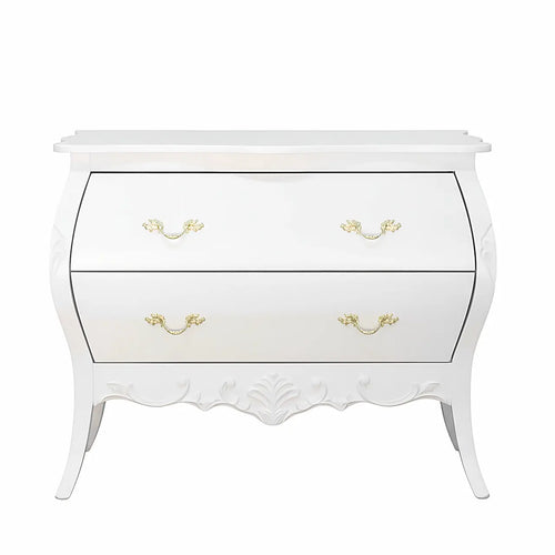 Cômoda Bombê Clássica Entalhada 2 Gavetas Branco Fosco + Cores