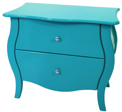 Cômoda Bombê Frente Reta - Azul Turquesa 2 Gavetas + Cores