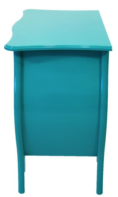 Cômoda Bombê Frente Reta - Azul Turquesa 2 Gavetas + Cores