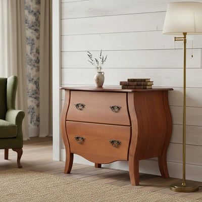 Cômoda Bombê Frente Reta Verniz Imbuia - 2 Gavetas + Cores