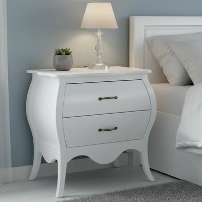 Cômoda Bombê Clássica Média 2 Gavetas Branca + Cores