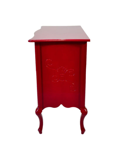 Cômoda Entalhada Vermelha 3 Gavetas + Cores