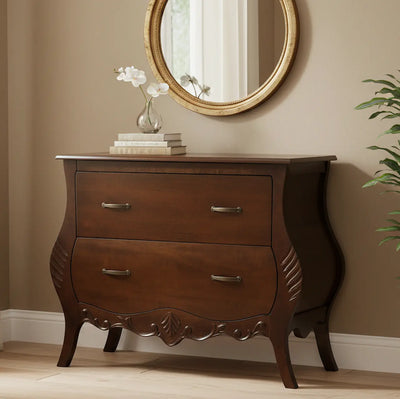 Cômoda Bombê Entalhada Imperatriz 2 Gavetas Capuccino + Cores