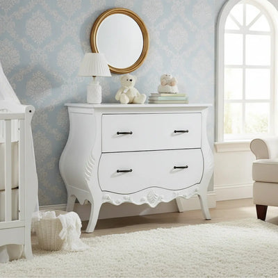 Cômoda Bombê Entalhada Imperatriz 2 Gavetas Provençal Branca + Cores