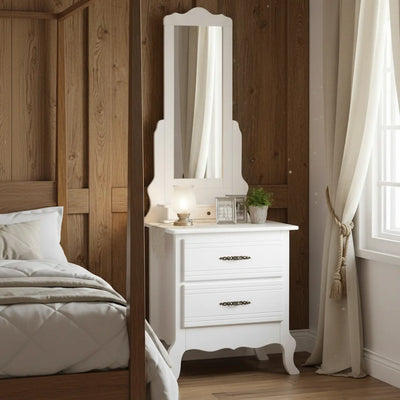 Cômoda Reta Média 2 Gavetas com Espelho Branca + Cores