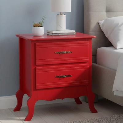 Cômoda Reta Média 2 Gavetas Vermelha + Cores