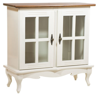 Cristaleira Horizontal Média 2 Portas Banco Fosco com Tampo em Verniz + Cores