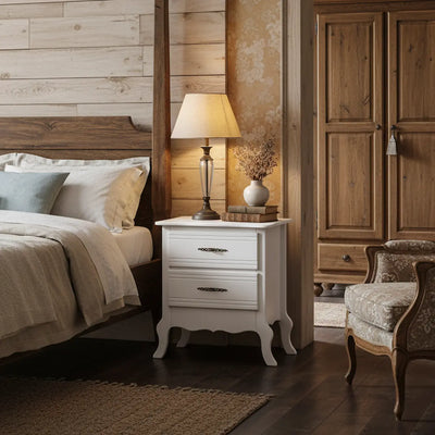 Cômoda Reta Média 2 Gavetas Branca + Cores