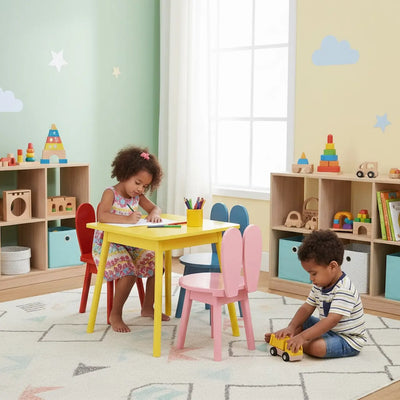 Conjunto Infantil Especial Mesa com 3 Cadeiras Inclusas - Formatos e Cores Separadas