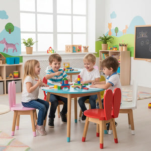 Conjunto Infantil Especial Mesa com 4 Cadeiras Inclusas - Formatos e Cores Separados
