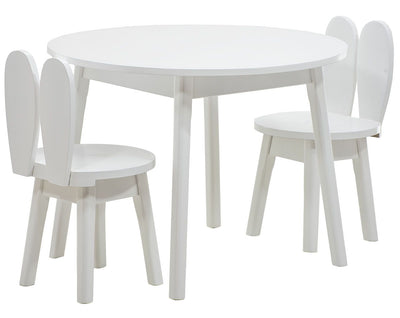 Conjunto Infantil Branco com Mesa e 1 a 4 Cadeiras Coelho + Cores