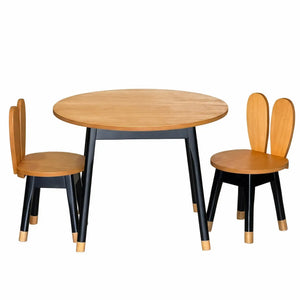 Conjunto Infantil Mesa com 1 a 4 Cadeiras Coelho - Osmocolor e Preto + Cores