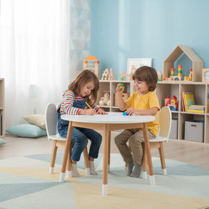 Conjunto Infantil Mesa Redonda com 1 a 4 Cadeiras Coelho MDF Branco e Osmocolor