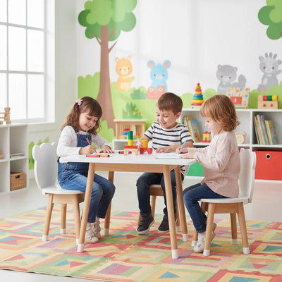 Conjunto Infantil Mesa com 1 a 4 Cadeiras Urso Branco/Osmocolor