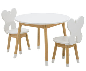 Conjunto Infantil Mesa com 1 a 4 Cadeiras Borboleta Branco/Osmocolor