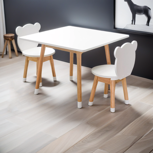 Conjunto Infantil Mesa com 1 a 4 Cadeiras Urso Branco/Osmocolor