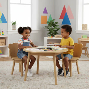 Conjunto Infantil Mesa com 1 a 4 Cadeiras Urso - Osmocolor + Cores