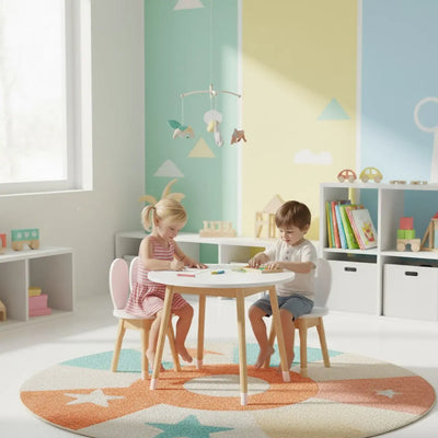 Conjunto Maior - Mesa com 1 a 4 Cadeiras Coelho/Reta/Borboleta MDF Branco / Osmocolor