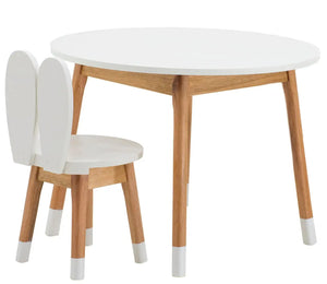 Conjunto Infantil Mesa Redonda com 1 a 4 Cadeiras Coelho MDF Branco e Osmocolor