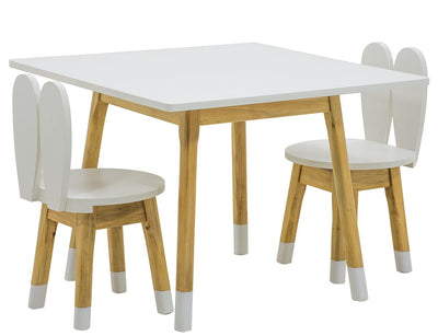 Conjunto Infantil Mesa Quadrada com 1 a 4 Cadeiras Coelho