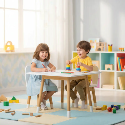 Conjunto Infantil Mesa Quadrada com 1 a 4 Cadeiras Coelho