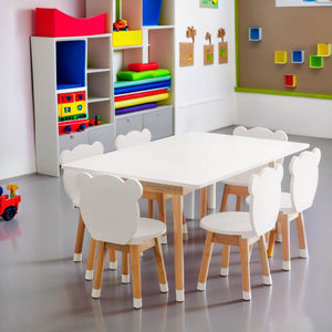 Conjunto Infantil Mesa Retangular com 6 Cadeiras Inclusas MDF Branco / Osmocolor
