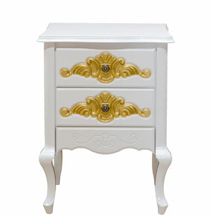 Criado Mudo Genova 2 Gavetas Branco com Dourado + Cores