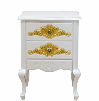 Criado Mudo Genova 2 Gavetas Branco com Dourado + Cores