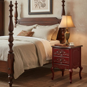 Criado Mudo Genova 2 Gavetas Vermelho Tampo Verniz + Cores