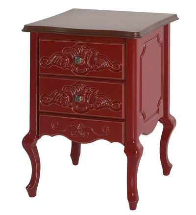 Criado Mudo Genova 2 Gavetas Vermelho Tampo Verniz + Cores